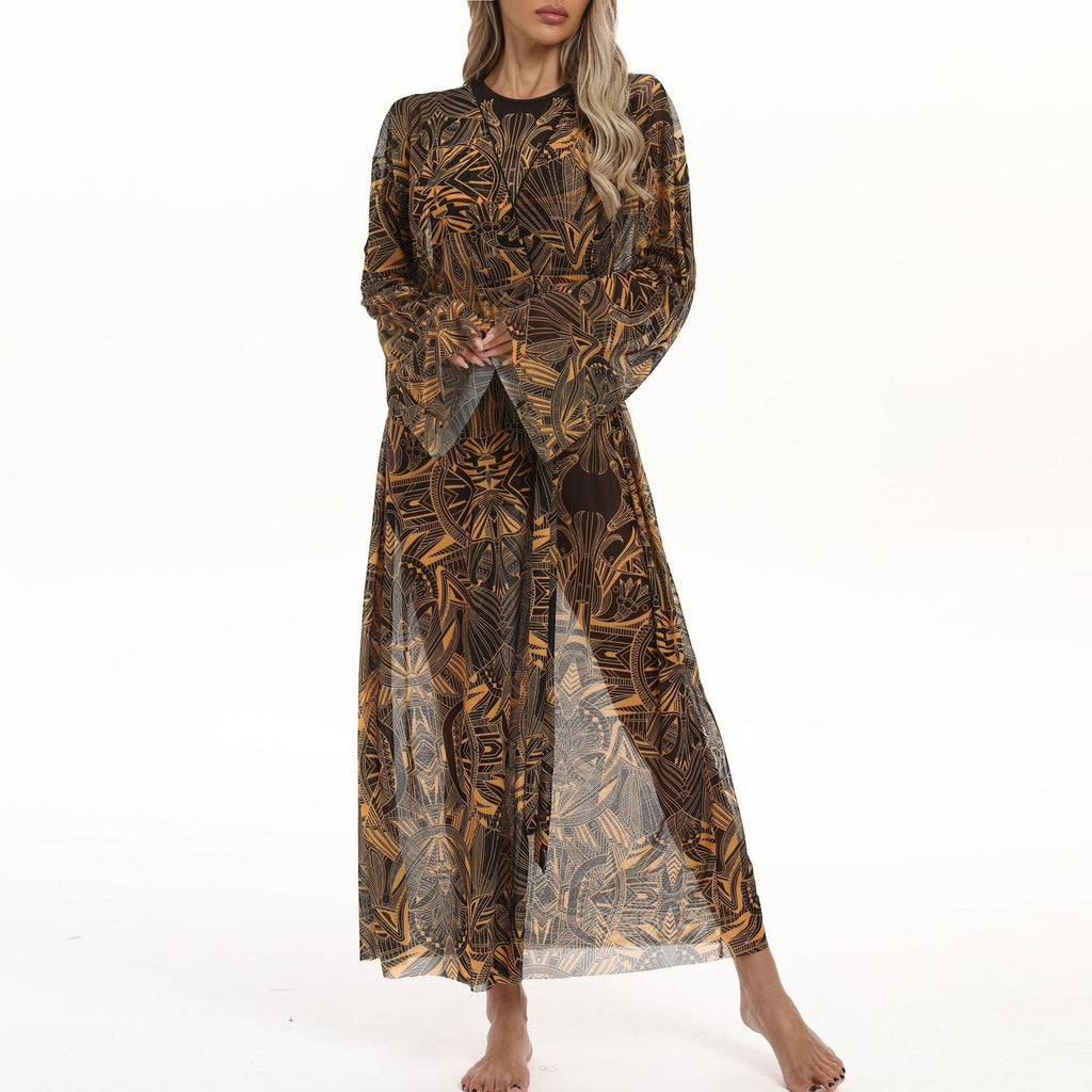 Elegant Women's Beach Kimono with Floral Pattern