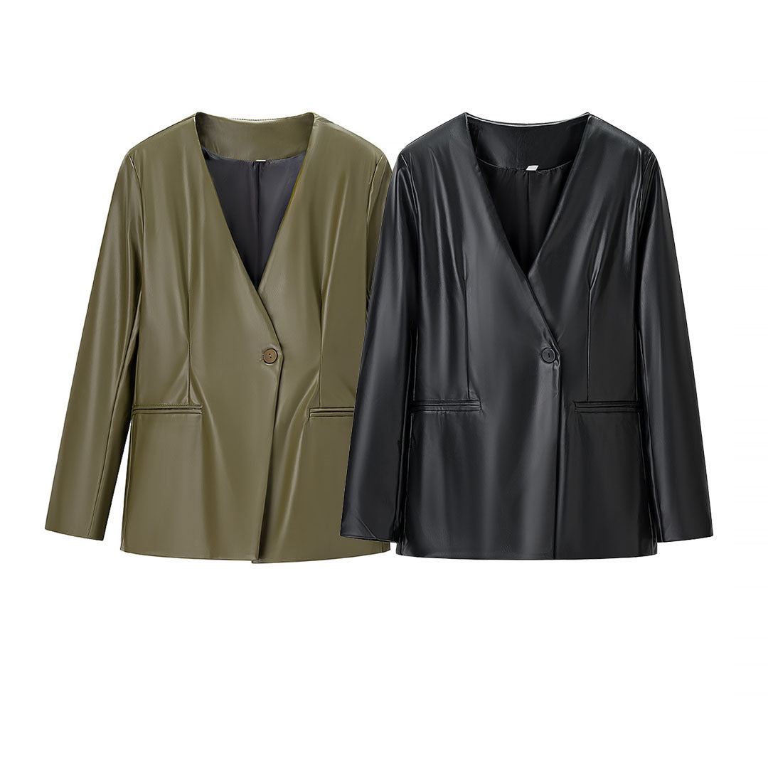 Elegant Faux Leather Jacket