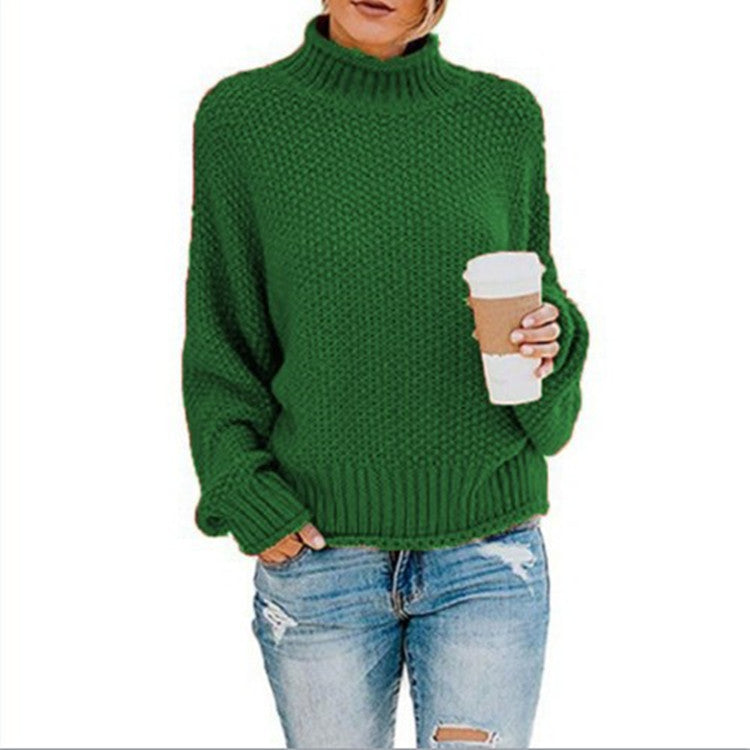 Women's Cozy High-Neck Sweater with Textured Knit