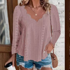 Women's Airy Blouse with Modern Eyelet Pattern