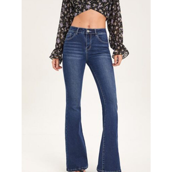 Women's High-Waisted Distressed Bootcut Jeans