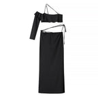 Women's Asymmetrical Evening Dress with Ruffle Details
