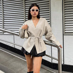 Elegant Wrap Coat with Tailored Fit and Fashionable Details