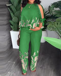 Women's Summer Outfit with Floral Design and Off-Shoulder Top