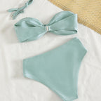 Women's Bandeau Bikini with Knot Design and Sculpting Bottom
