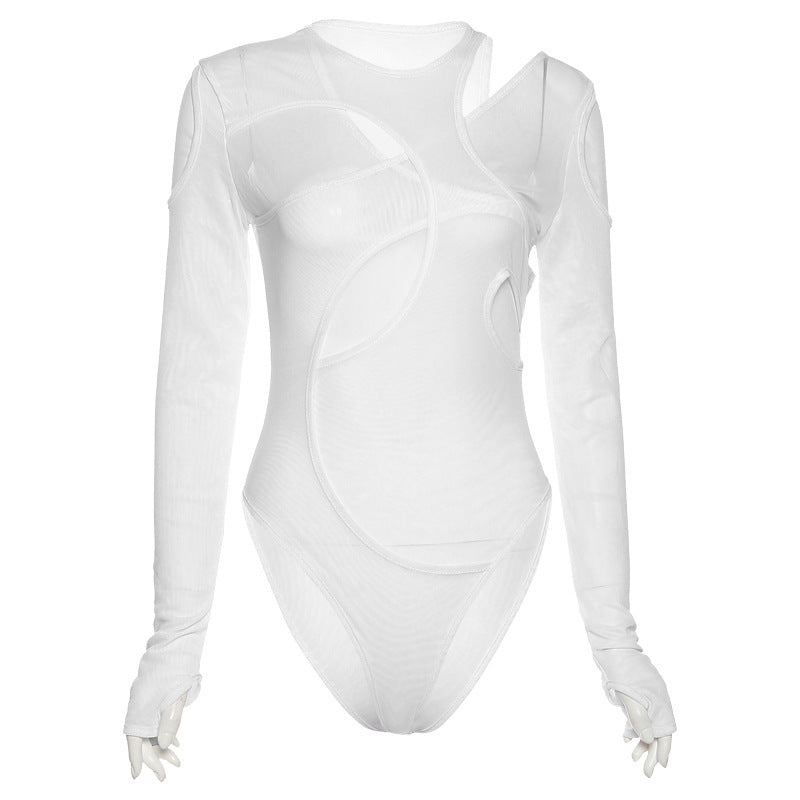 Asymmetric Long-Sleeve Bodysuit