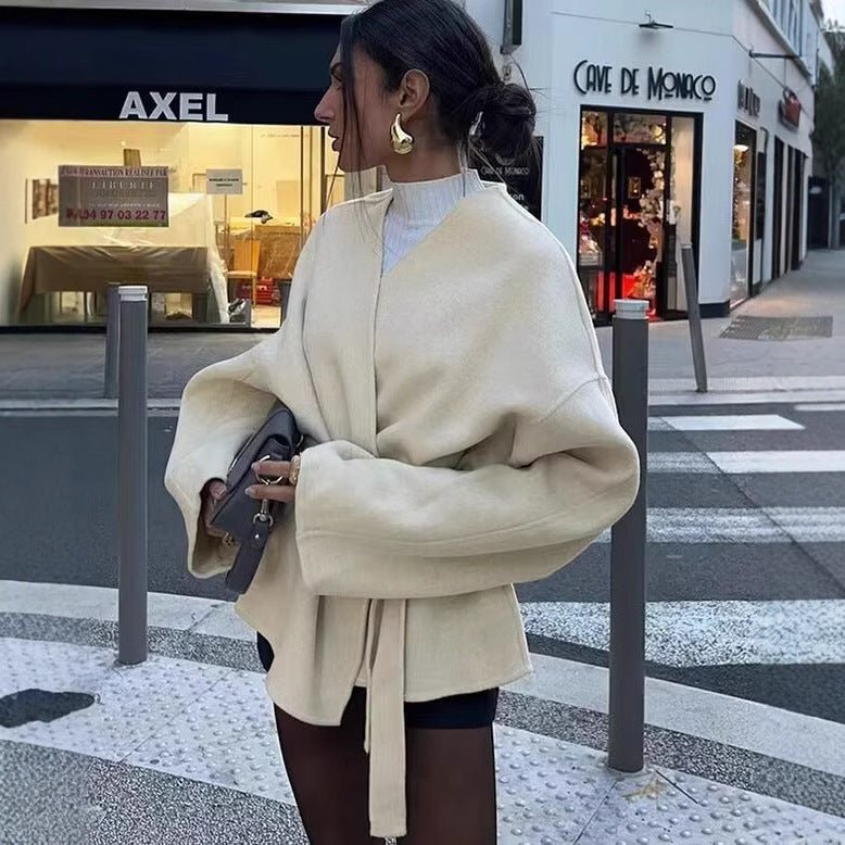Women's Elegant Wrap Jacket with Belt