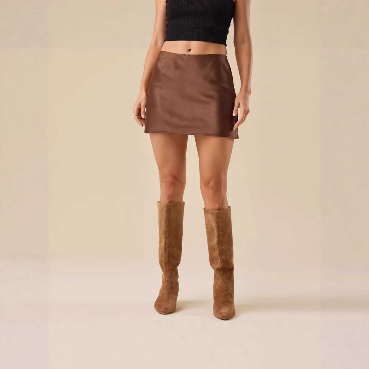 Women's High-Waisted Satin Mini Skirt