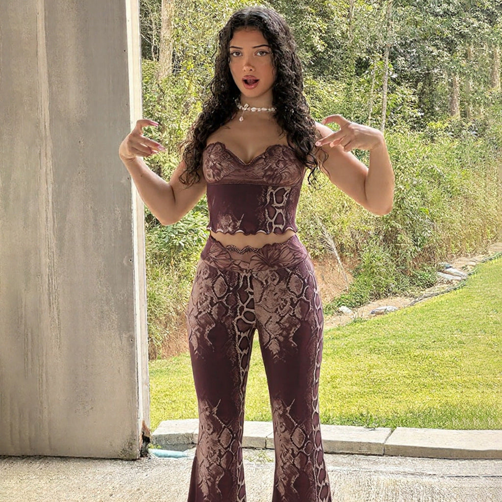 Women's Leopard Print Jumpsuit with Lace Straps
