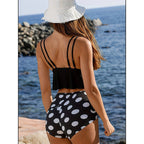 Women's Swim Top with Ruffle Design and High-Waisted Bikini Bottoms