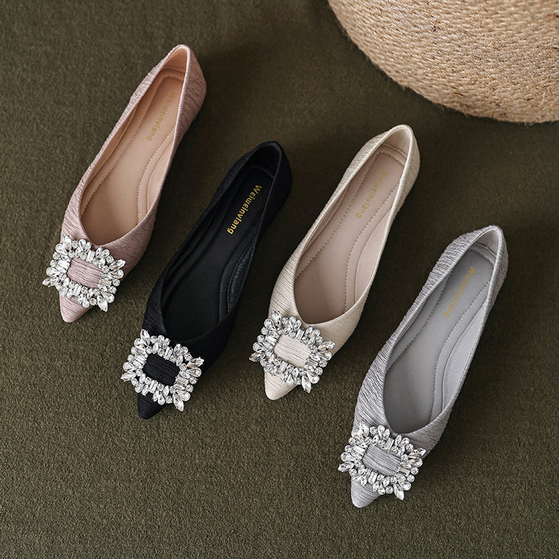 Women's Ballet Flats with Crystal Accent