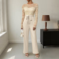 Elegant Jumpsuit with Lace Bodice and Fitted Waist