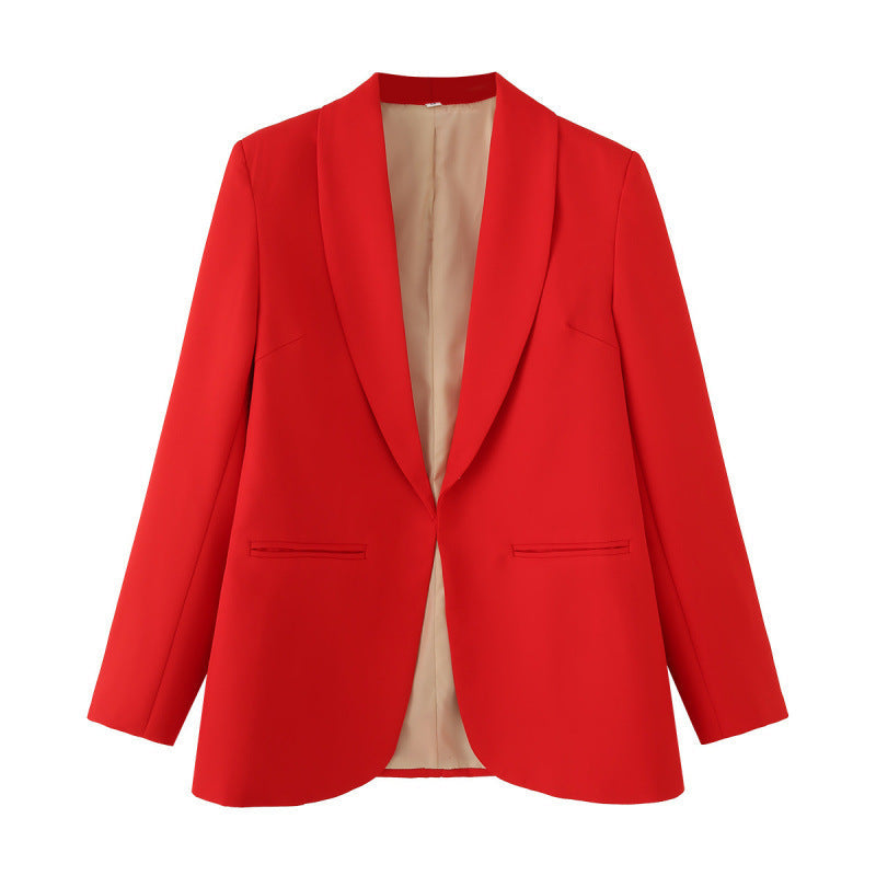 Elegant Women's Blazer with Unique Cut and Pockets