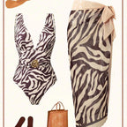 Women's Elegant V-Neck Beachwear Set with Belt