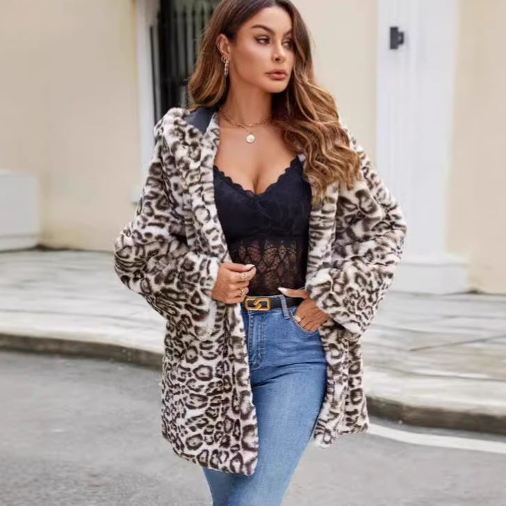Women's Luxury Faux Fur Coat with Hood