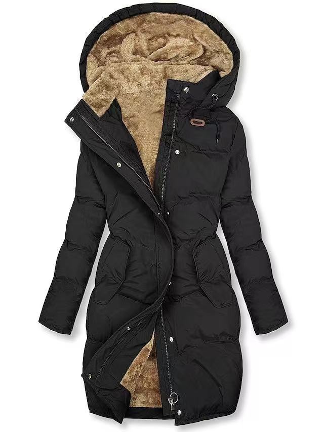 Women's Lined Winter Parka with Detachable Hood and Soft Lining