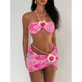 Women's Floral Bandeau Bikini with Wrap Skirt