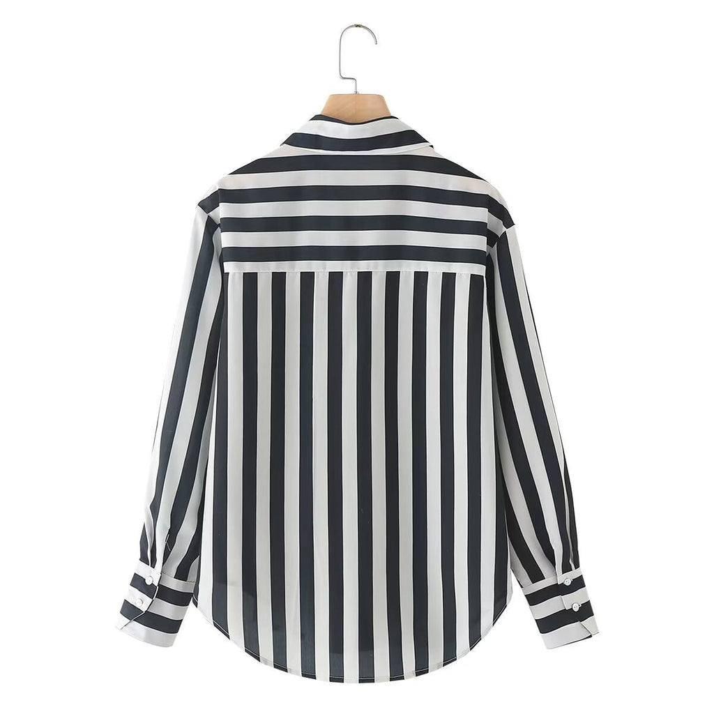 Elegant Striped Blouse with Classic Collar
