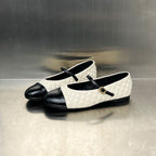 Women's Ballet Flats with Elegant Quilting and Decorative Strap