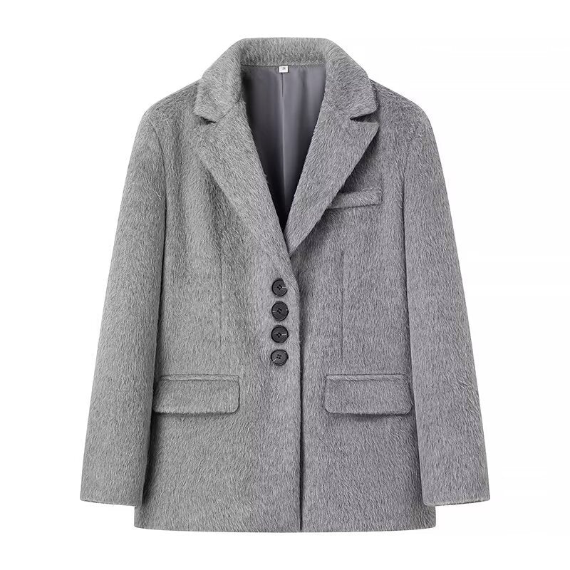 Elegant Velour Jacket with Classic Button Details