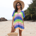 Women's Airy Mesh Beach Cover-Up with V-Neck