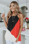 Women's Sleeveless Top with Geometric Color Block Design