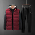 Men's Padded Hooded Vest and Jogging Pants Set