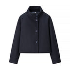 Elegant Women's Short Jacket with High Collar and Decorative Buttons