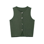Women's Sleeveless Knit Top with Button Details