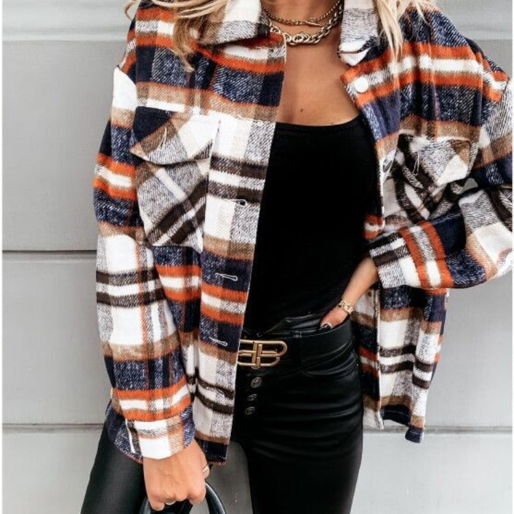 Women's Plaid Flannel Shirt with Pockets