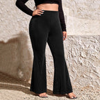 Women's Flared Pants with Elegant Ribbed Texture