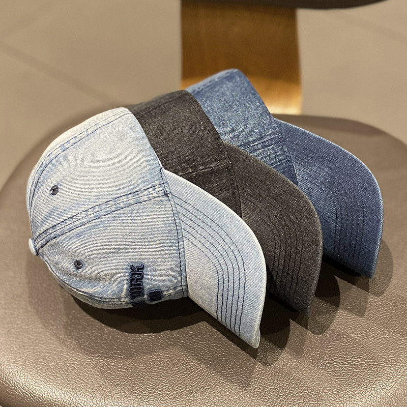 Men's Distressed Denim Style Baseball Cap