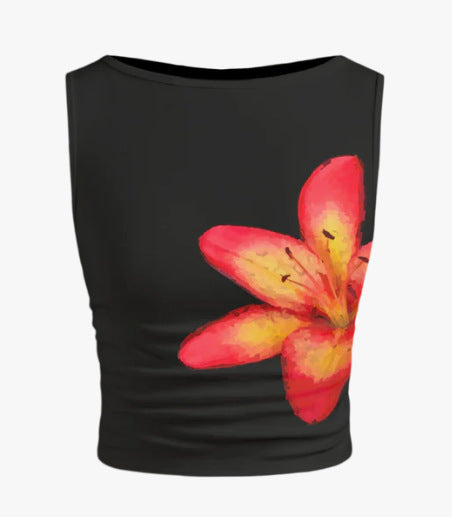 Women's Sleeveless Floral Crop Top