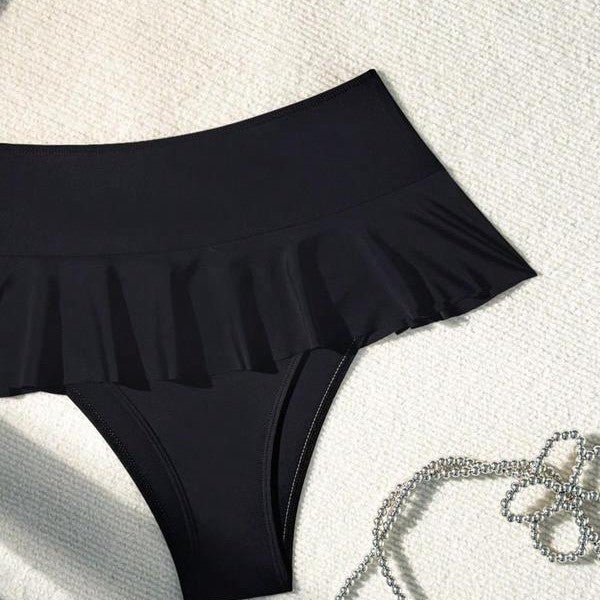Women's Swim Set with Elegant Ruffle and High Waist