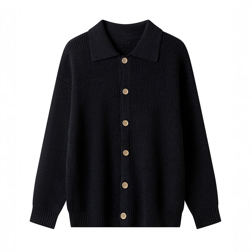 Women's Patterned Cardigan with Collar and Button Placket