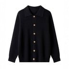 Women's Patterned Cardigan with Collar and Button Placket