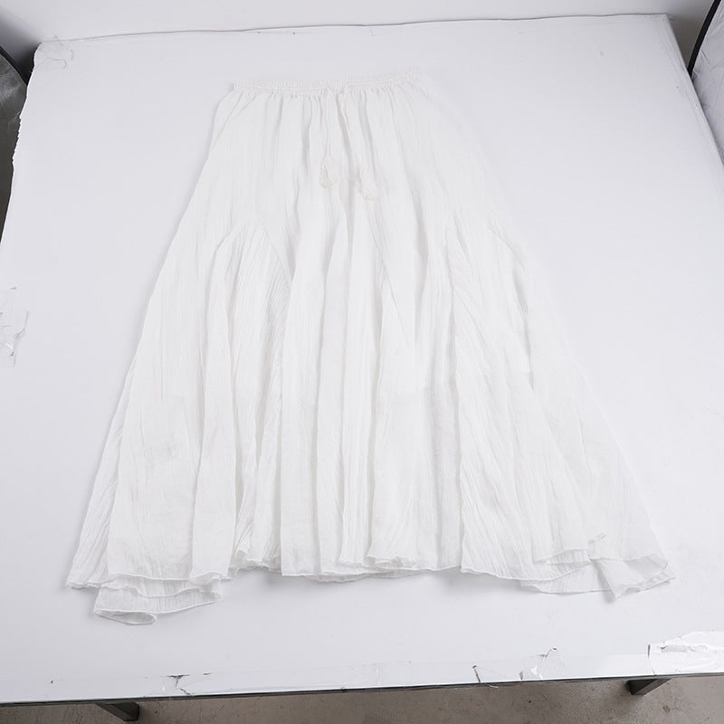 Women's Maxi Skirt with Elastic Waistband and Side Pockets