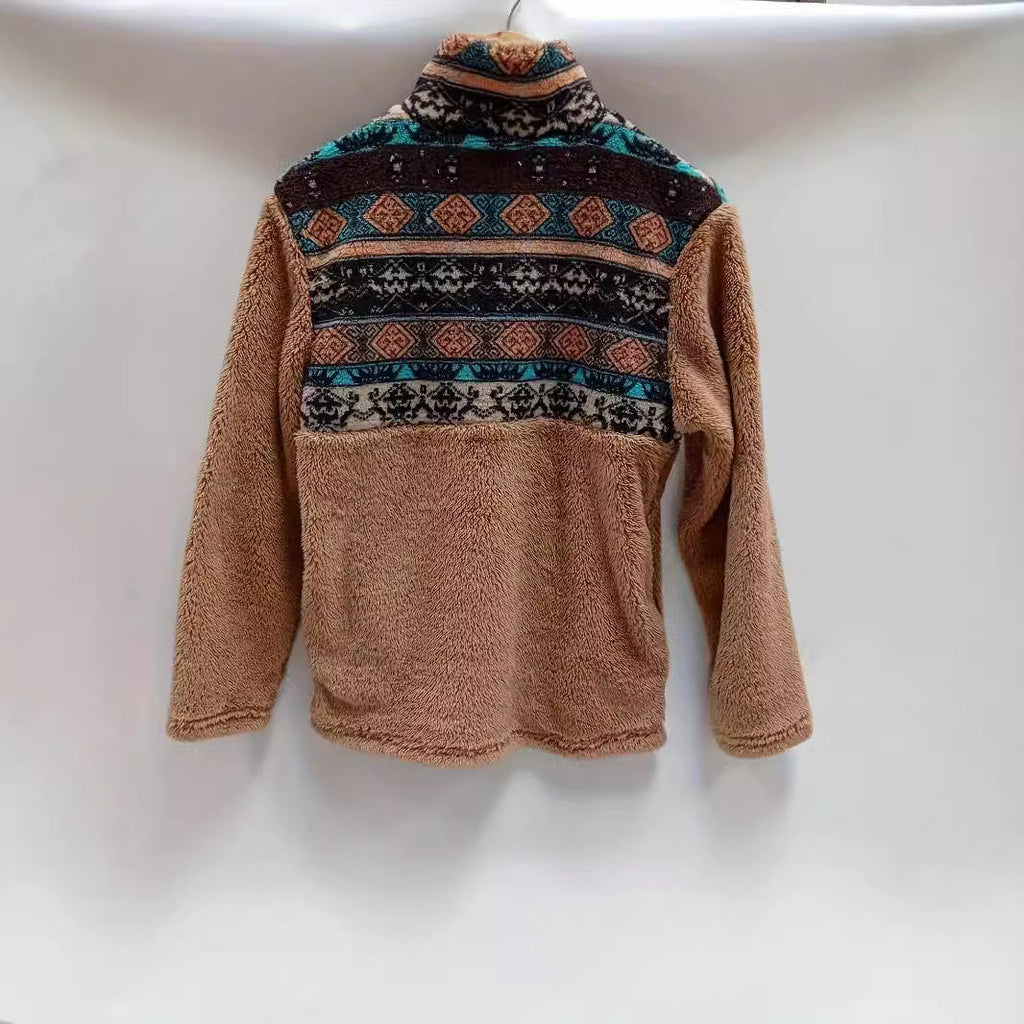 Women's Fleece Pullover with Zipper and Pattern