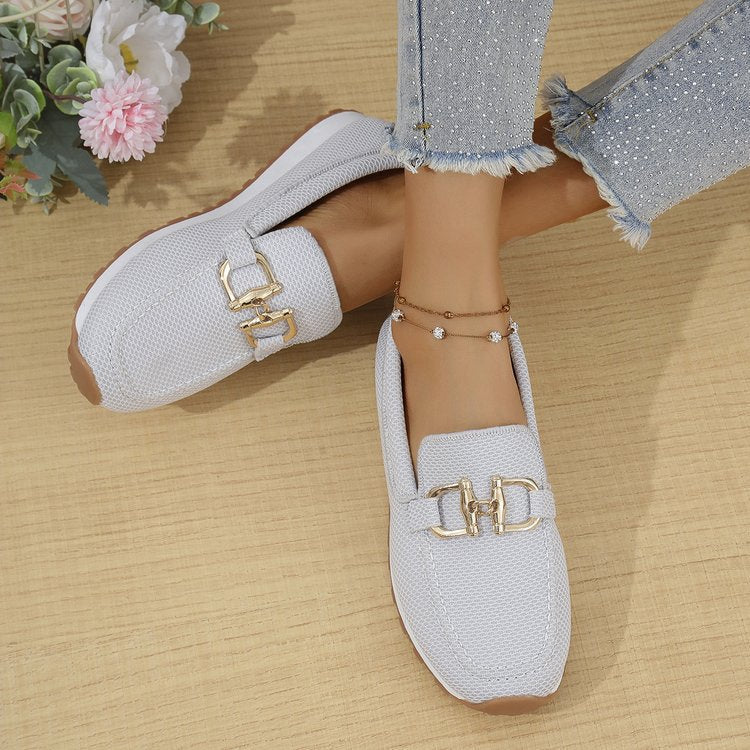 Women's Breathable Slip-On Sneakers with Elastic Inserts and Comfortable Footbed