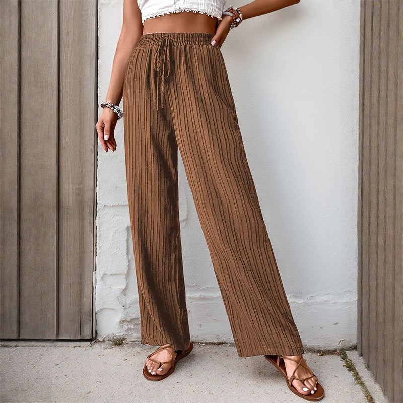 Women's Elastic Waist Pants with Side Pockets