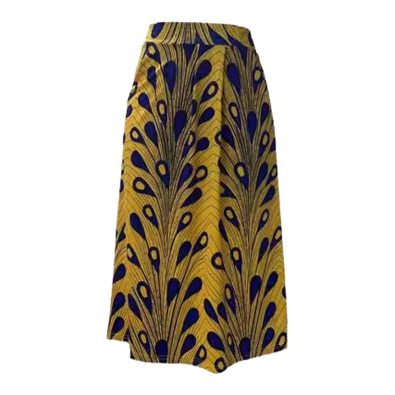 Floral Midi Skirt with Elastic Waistband