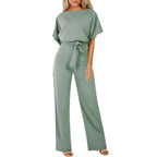 Elegant Women's Set with Flowy Blouse and Wide-Leg Trousers
