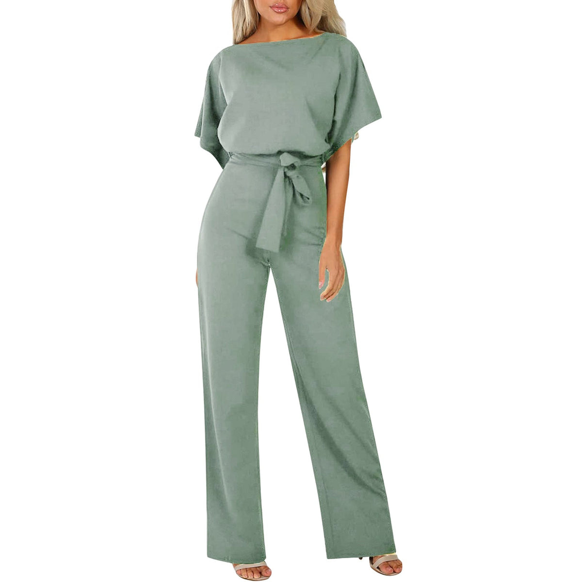 Elegant Women's Set with Flowy Blouse and Wide-Leg Trousers