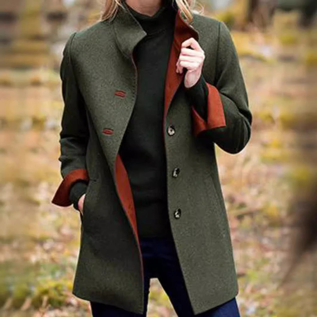 Elegant Wool Coat with Quality Craftsmanship and Pockets