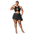 Women's Fashionable Mini Skirt with Practical Front Pockets and Elastic Waistband