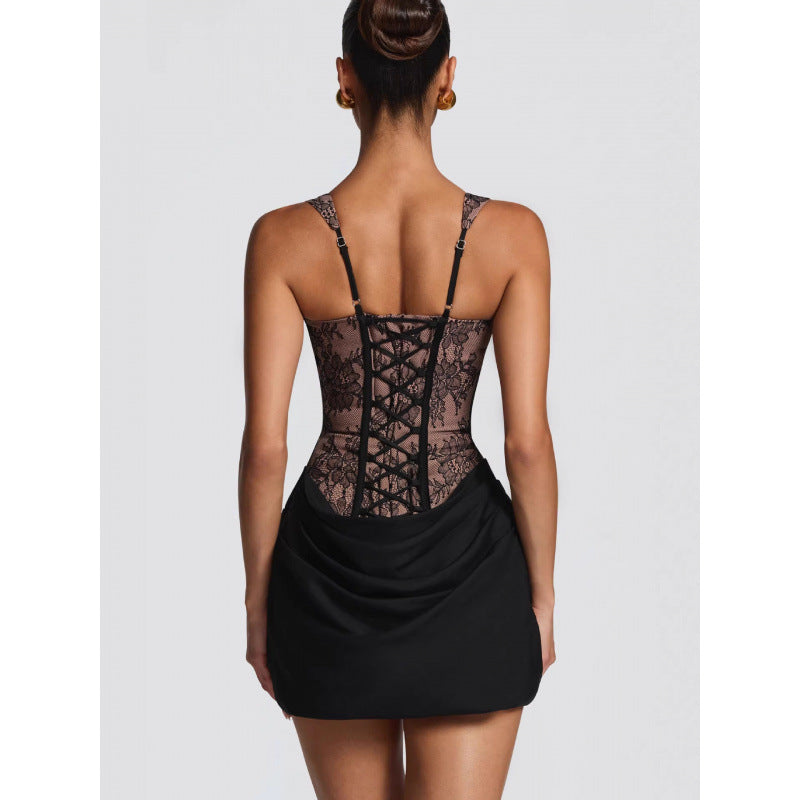 Women's Evening Dress with Corset Bodice and Ruffled Skirt