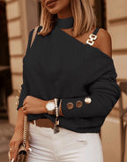 Women's Asymmetrical Pullover with Subtle Details