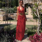Elegant Two-Piece Maxi Outfit with Sophisticated Wrap Design