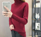 Women's Fine Knit Turtleneck Sweater with Cable Knit Pattern