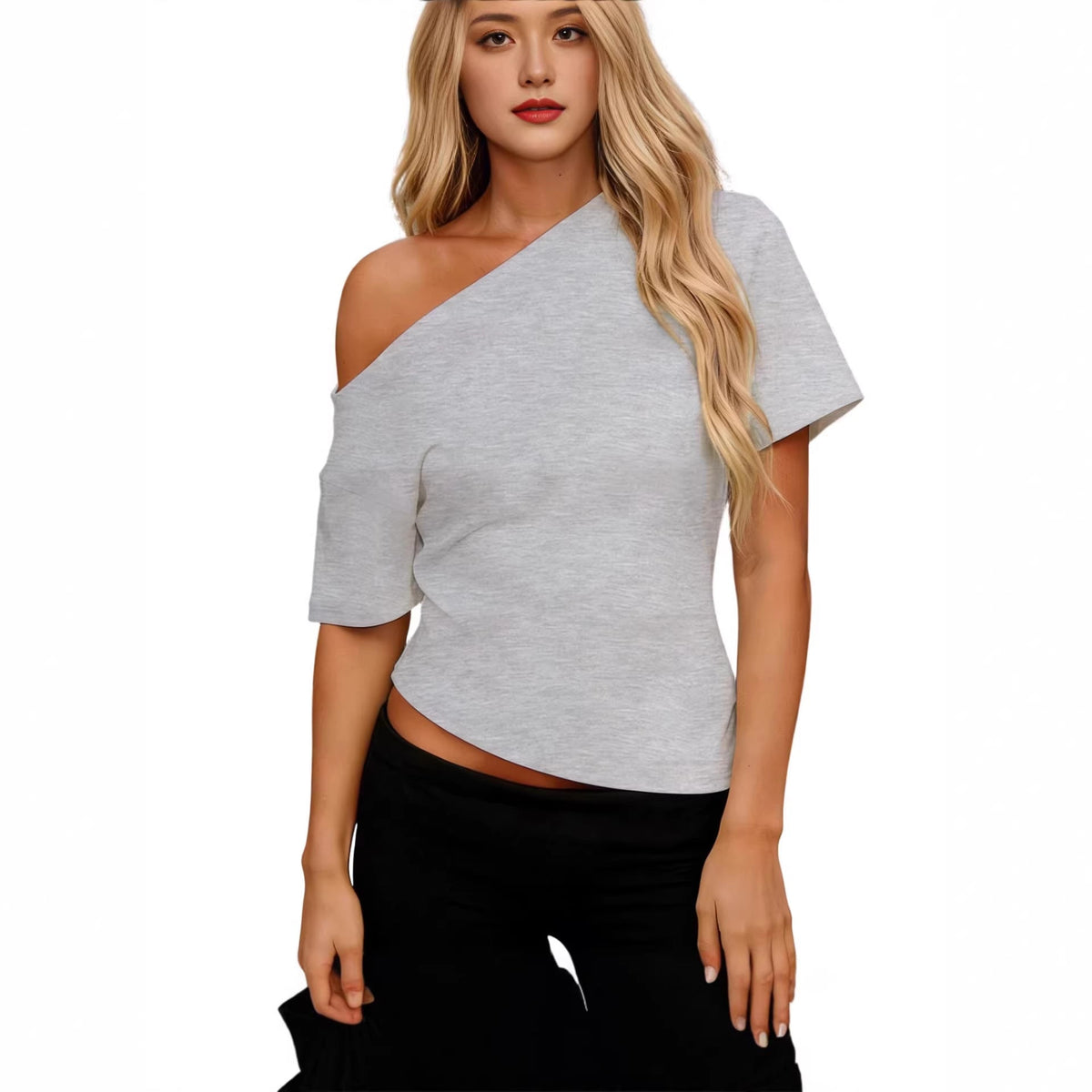 Women's Asymmetrical Off-the-Shoulder Short Sleeve Top